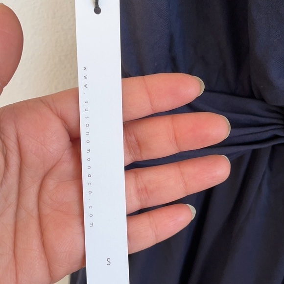 Revolve Susana monaco dark navy gathered jumpsuit - Picture 3 of 5